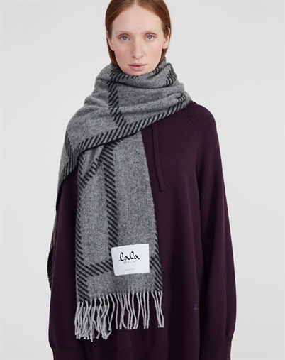 Lala Berlin - Svea Halstørklæde - Light Grey Melange/Black